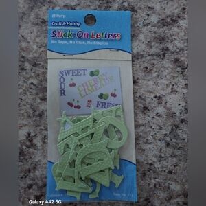 New ALLARY Stick-on Letters Green Lilac 31 Letters Pack Scrapbooking